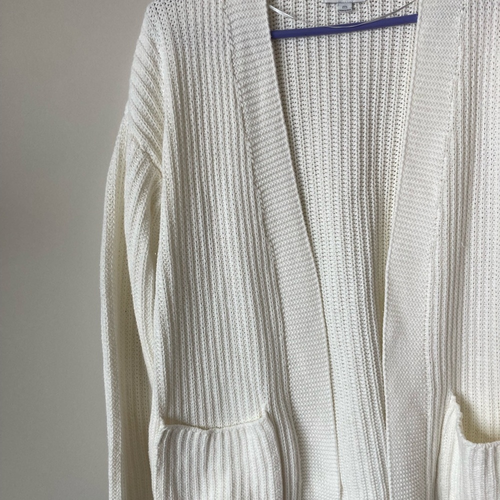 Kensie Cream Ribbed Cardigan